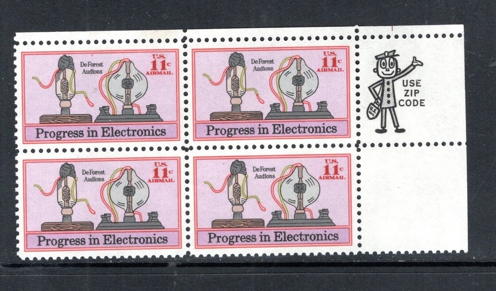 US Stamp Scott #C86, 11c, Air Mail, Progress in Electronics, Zip Block, MNH