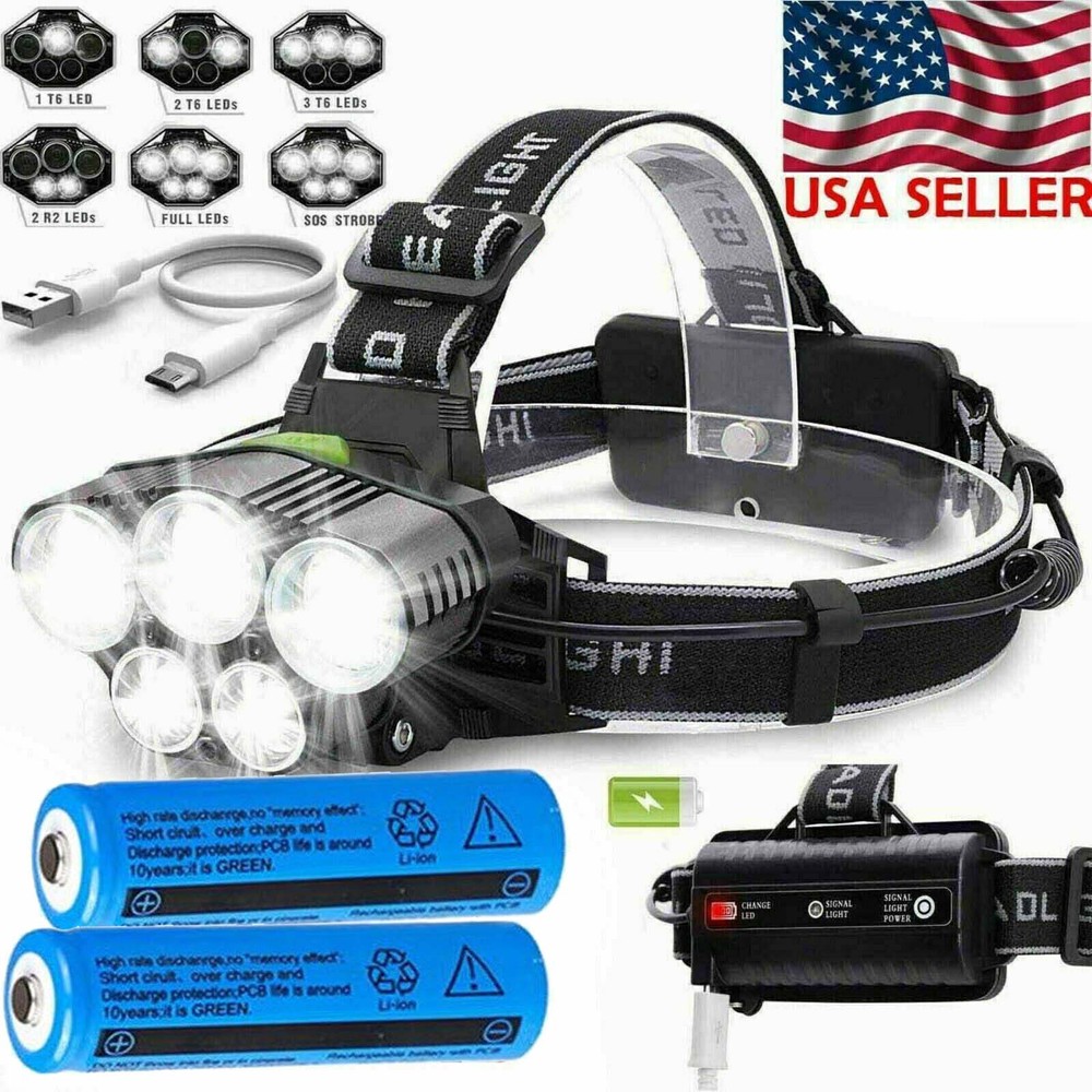 USB Rechargeable Headlamp LED Flashlight Headlight Head Torch Sensor Waterproof