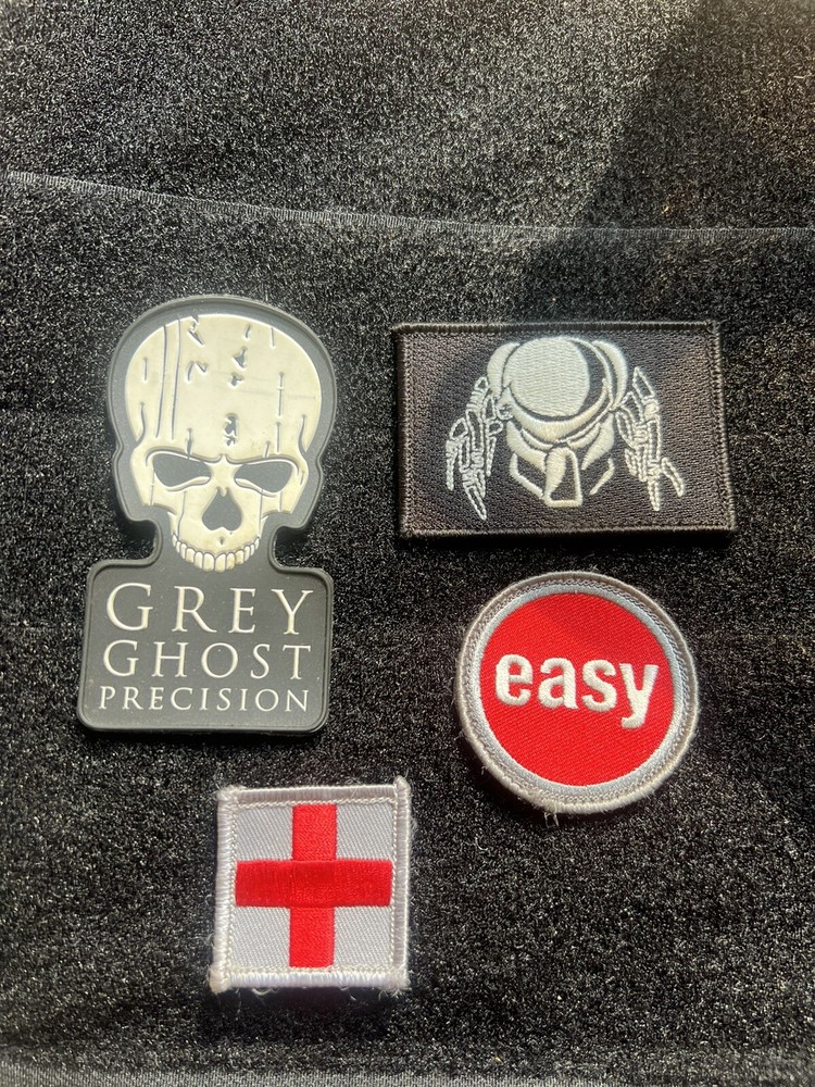 Grey Ghost Precision PVC Morale Patch Black & White Skull Plus Predator Patch +