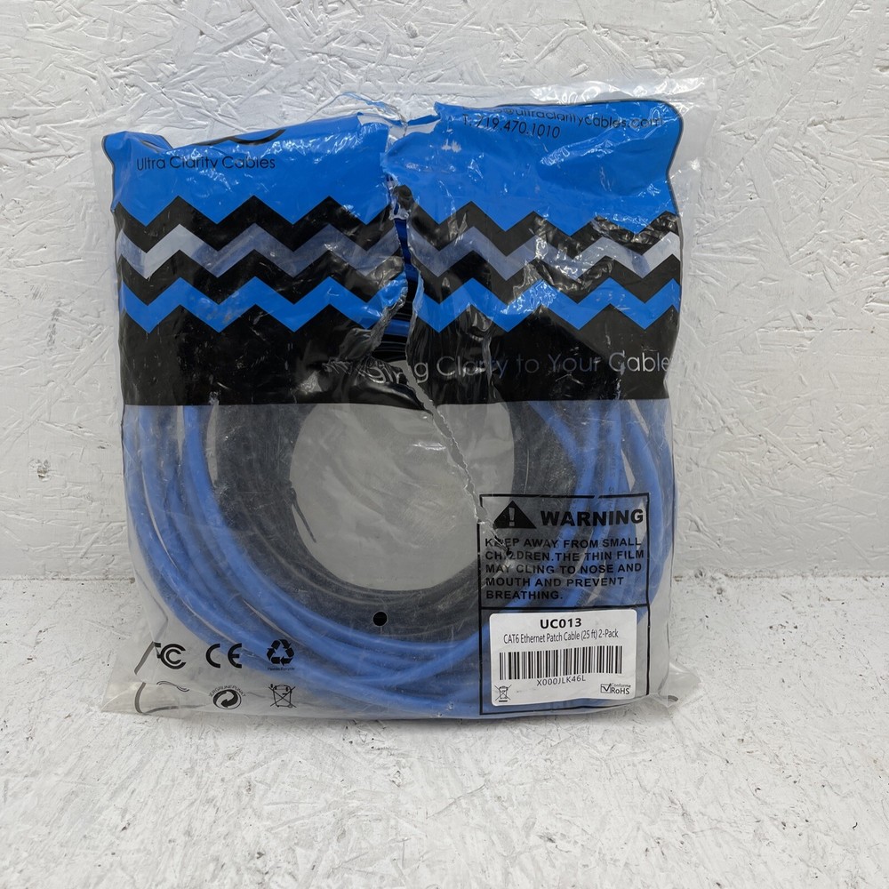 CAT6 Ethernet Patch Cable Network Internet Stranded # UC013 25ft Blue Color