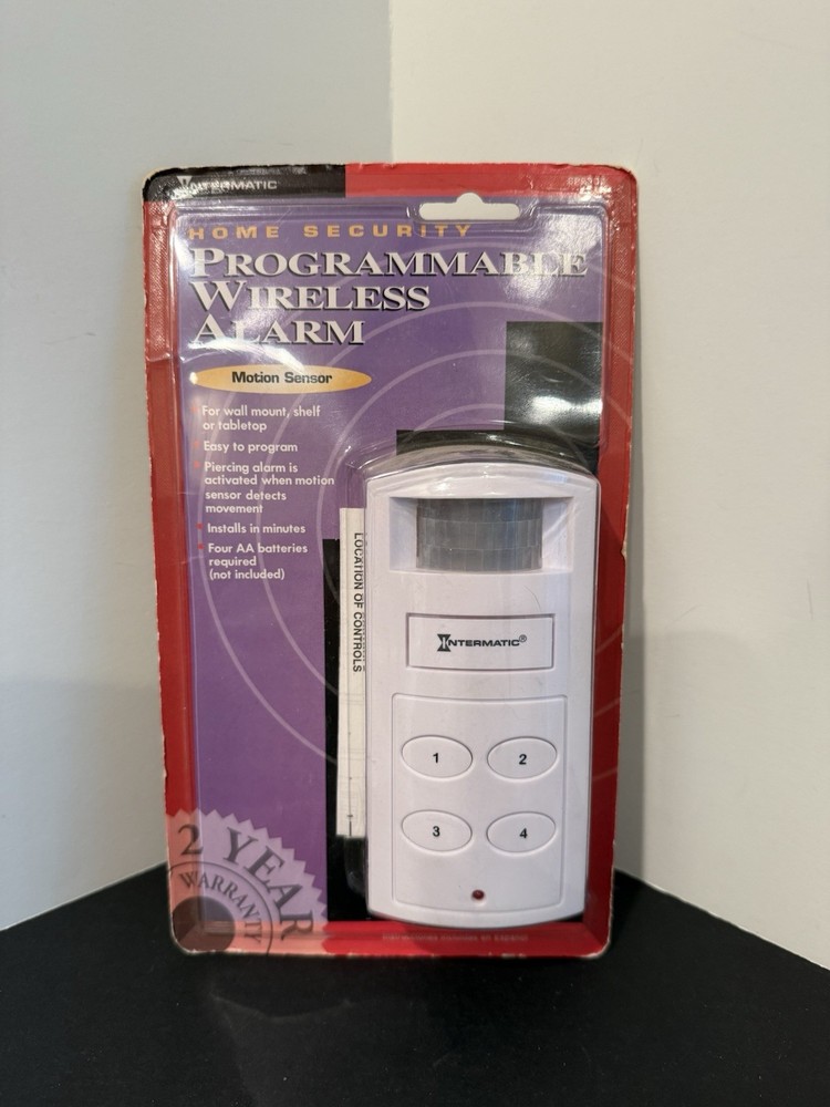 Intermatic Home Security Programmable Wireless Alarm w/Motion Sensor White NEW