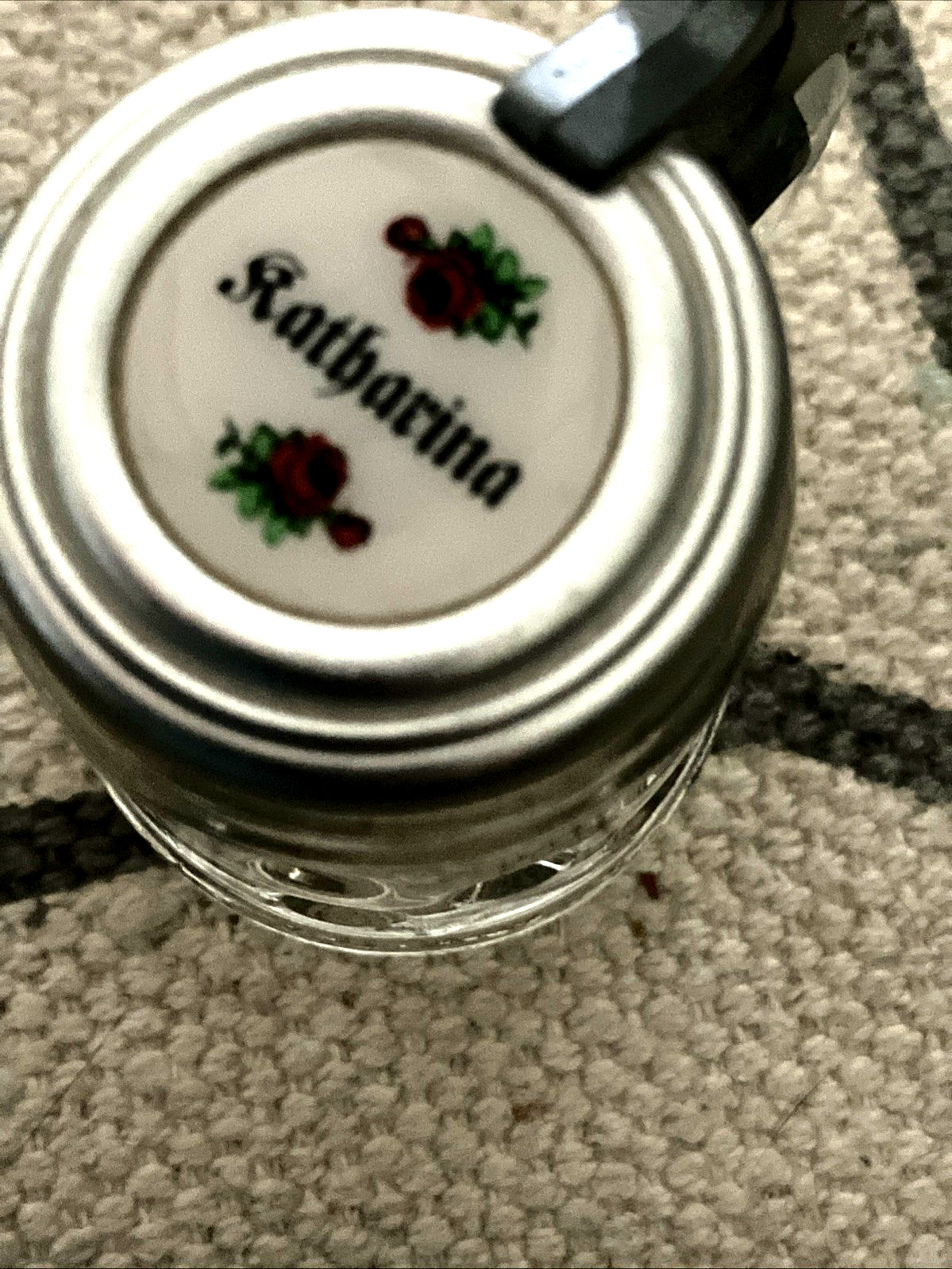 Mini German Beer Tankard Katbarina Aluminum Lid 2-3/4"