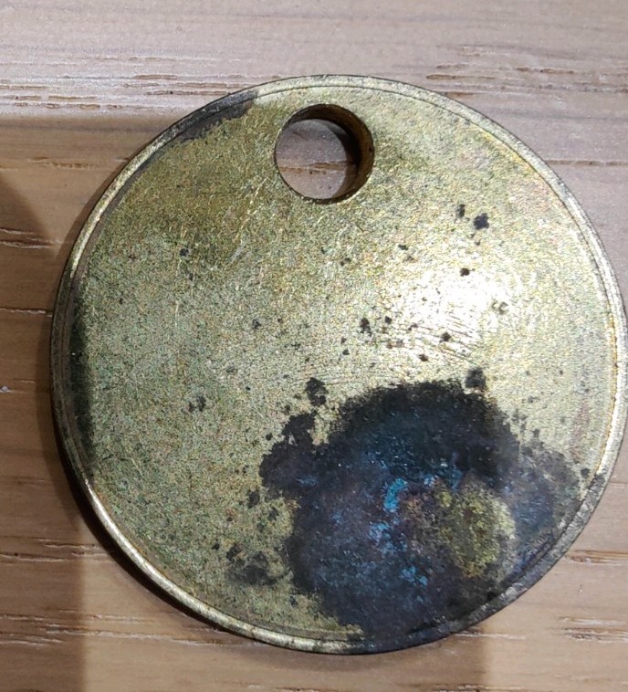 Woolley Colliery Pit Check Tally Token marked Woolley Colliery 3768