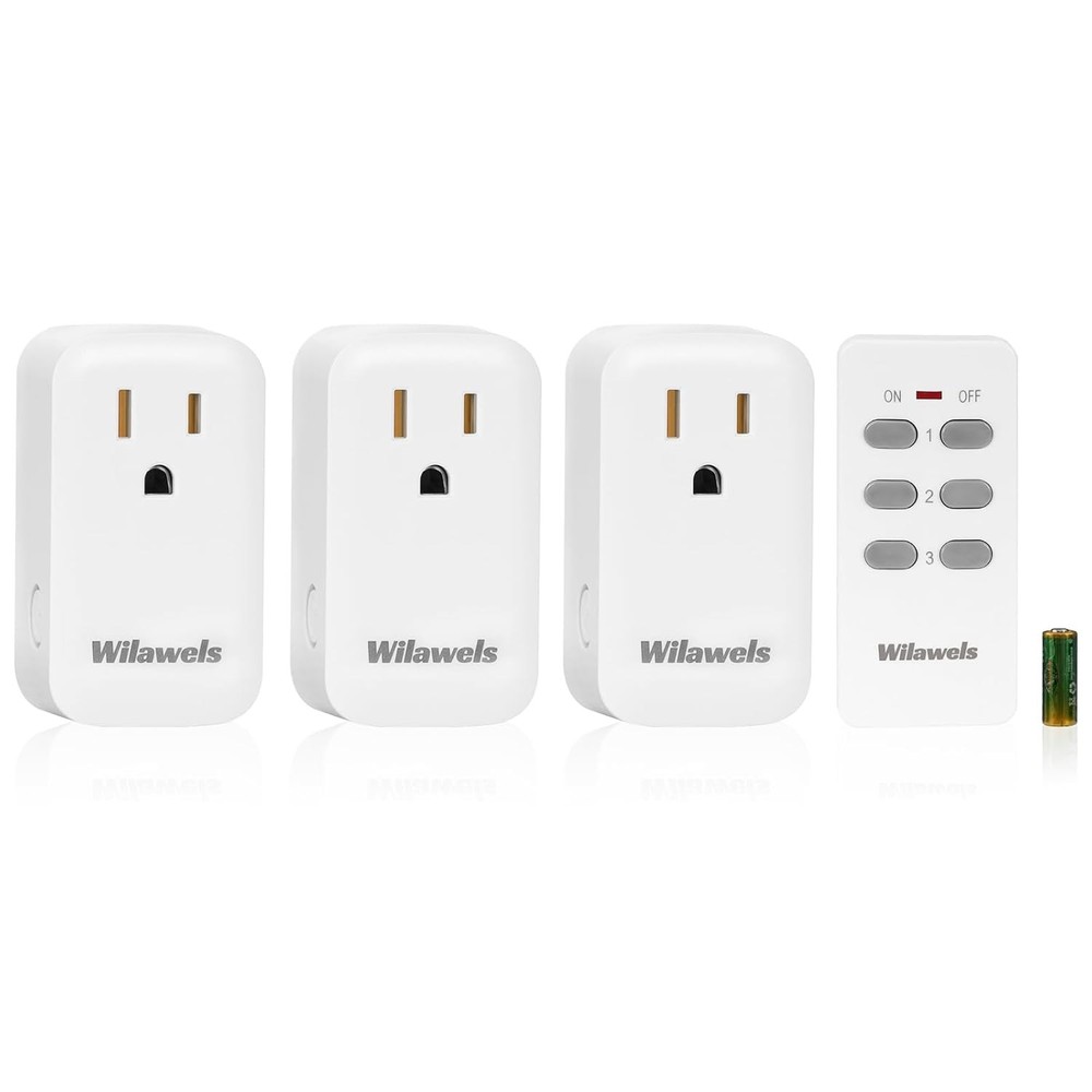 1 Remote Control + 3 Outlets Wireless Remote Light Switch, 100ft RF Range