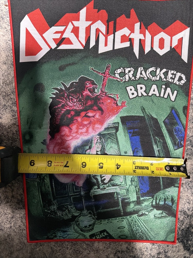 DESTRUCTION, CRACKED BRAIN - Large Sew On Back Patch Red Border