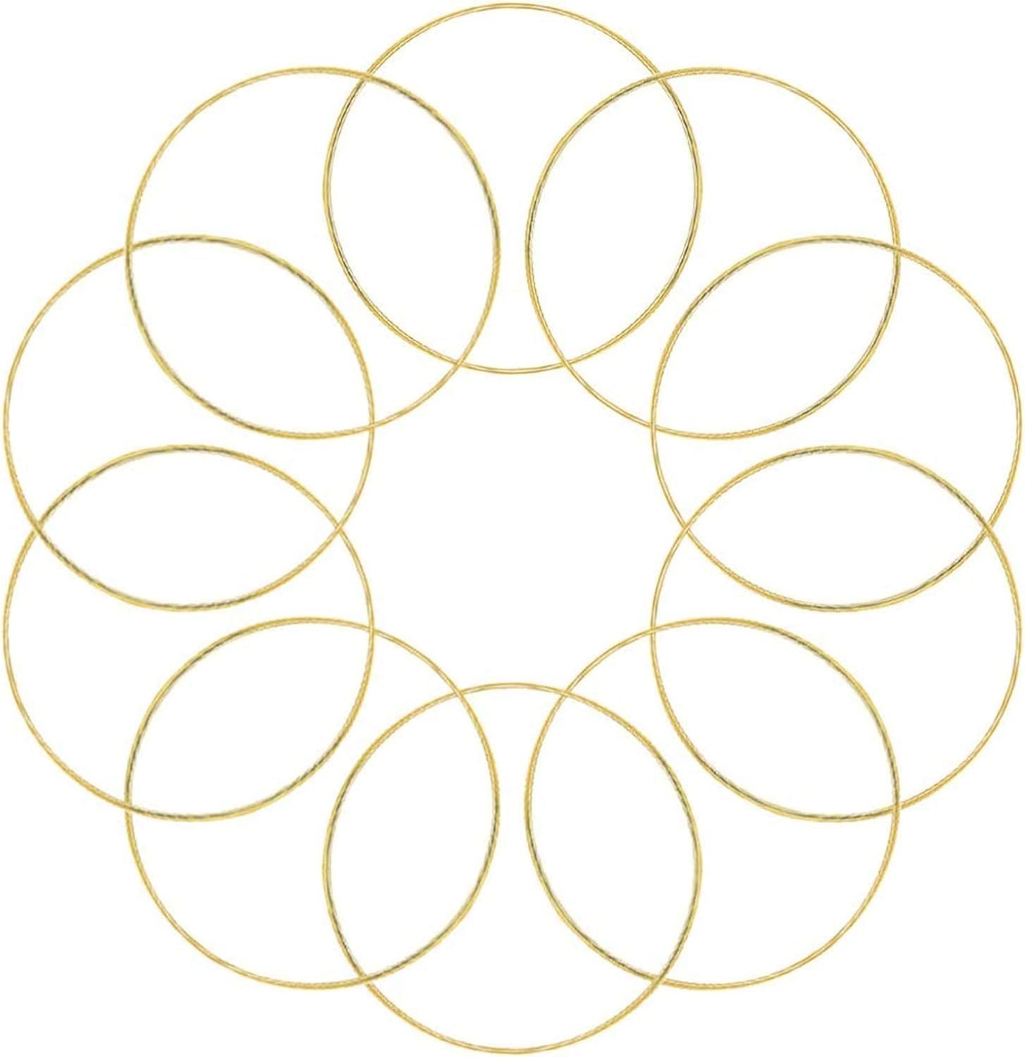 10 Pcs 6in Gold Metal Rings for Crafts Dream Catcher Hoops DIY Decor Centerpiece