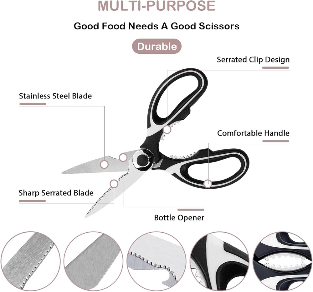 Kitchen Shears,Multifunctional Heavy Duty Kitchen Scissors - Ultra Sharp Stainle