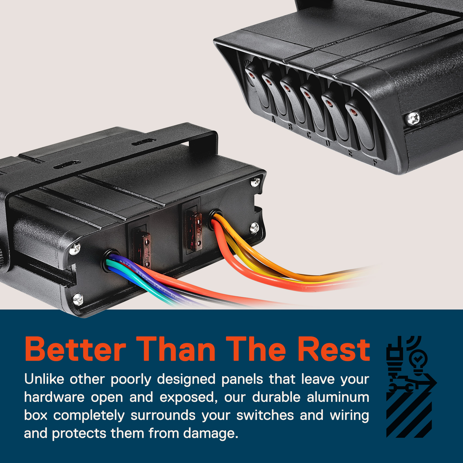 6-Gang 12V DC 40A ON/OFF Rocker Switch Box For Jeep Auto Automotive Car