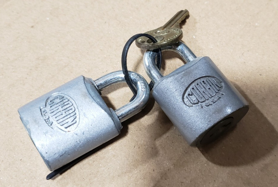 6 Master Locks Padlocks and 2 smaller Corbins