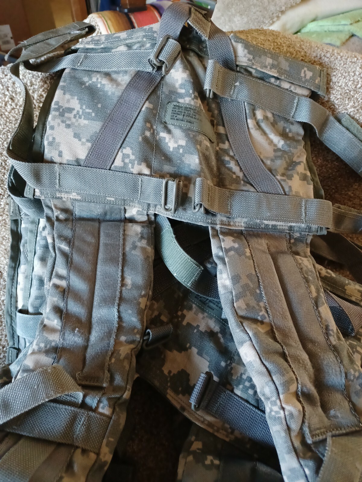 Molle II ACU Enhanced Camo Ruck Sack Shoulder Straps with Quick Release Lowers