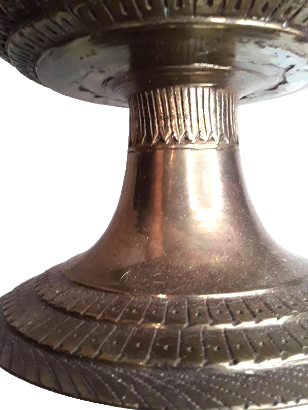 Antique 18-19th c Mughal Bronze fluted Pattern Hookah Base or Vase