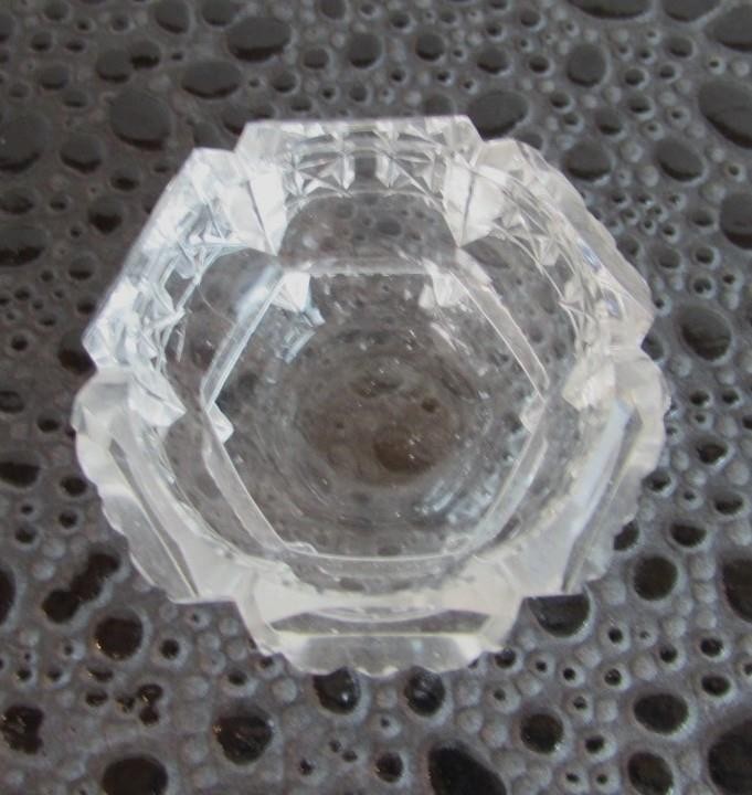 Pedestal Base Beveled Hexagon Open Salt Cellar Dip ca 1900's