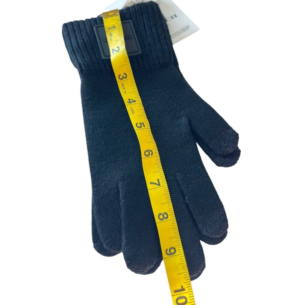 Coach Knit Tech Gloves With Rubber Patch Black S/M
