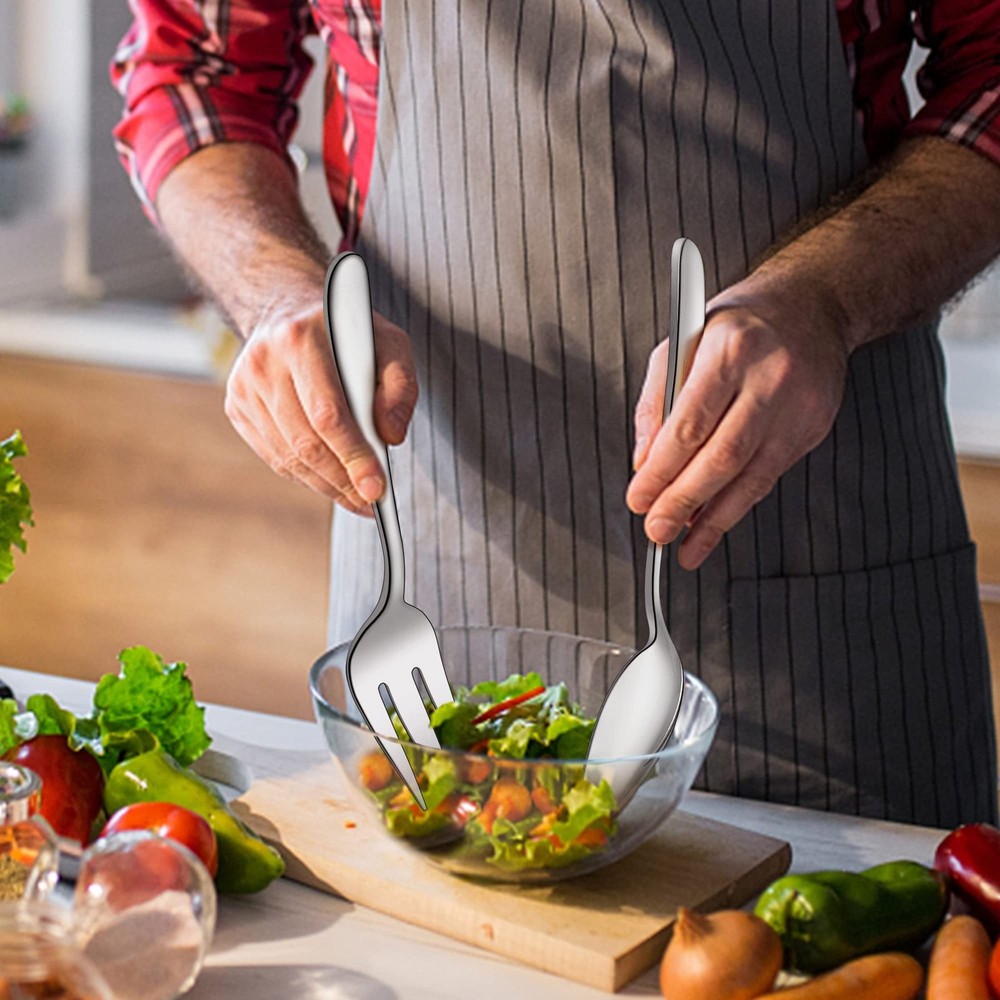 Silverware Set with Serving Fork Spoons Silverware Set with Serving Fork Spoons