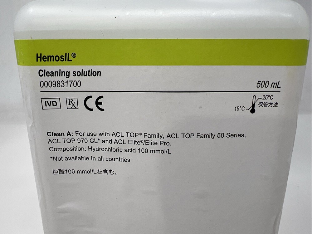 Hemosil Cleaning Solution 0009831700 500mL Cleaning Solution EXP 2025-06