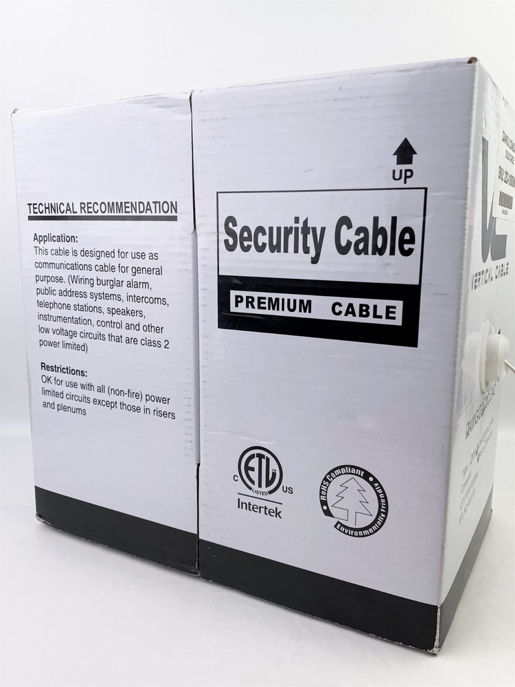Vertical Cable 293-2157 Alarm-Security Wire, 22AWG, 2 Conductor Solid, 1000 FT