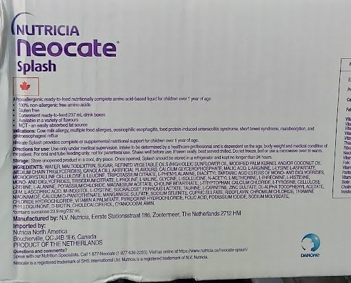 Neocate Splash drink grape one case of 27 Calories supplement new, Exp- Oct 2026
