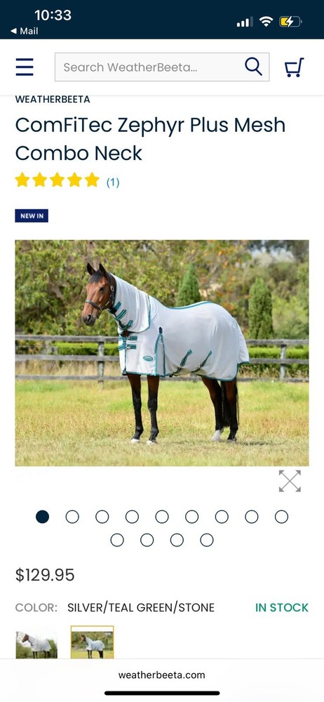 78” Weatherbeeta Comfitec Zephyr Mesh Combo Fly Sheet