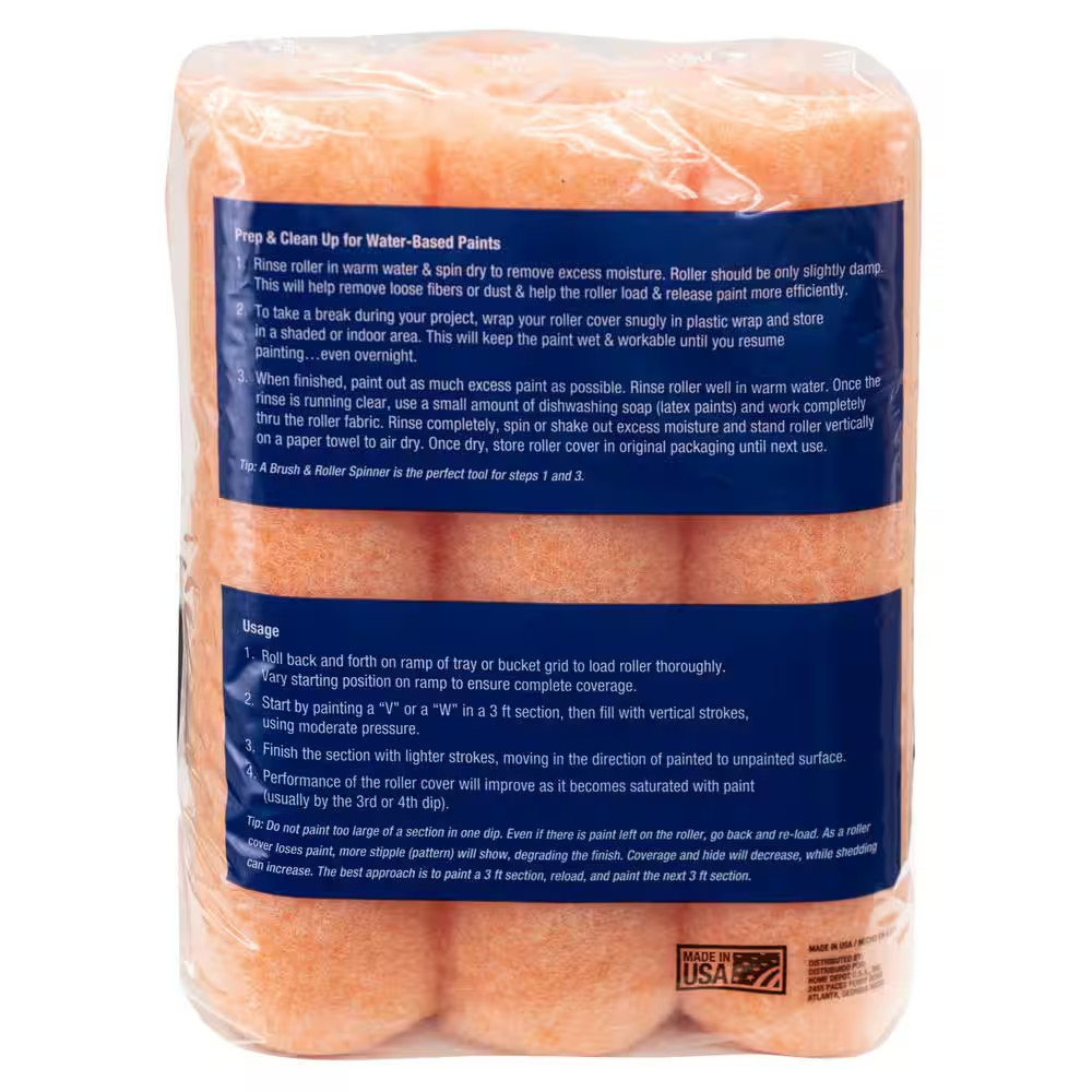 9 In.X 3/8 In.Medium-Density Polyester Roller Cover (6-Pack)