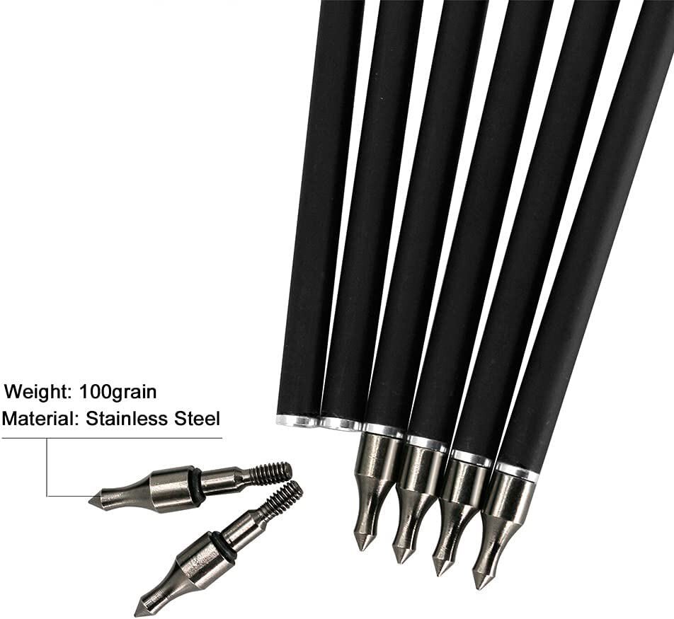 12Pack Carbon Arrows 32" Spine500 with Removable Tips for Compound & Recurve Bow