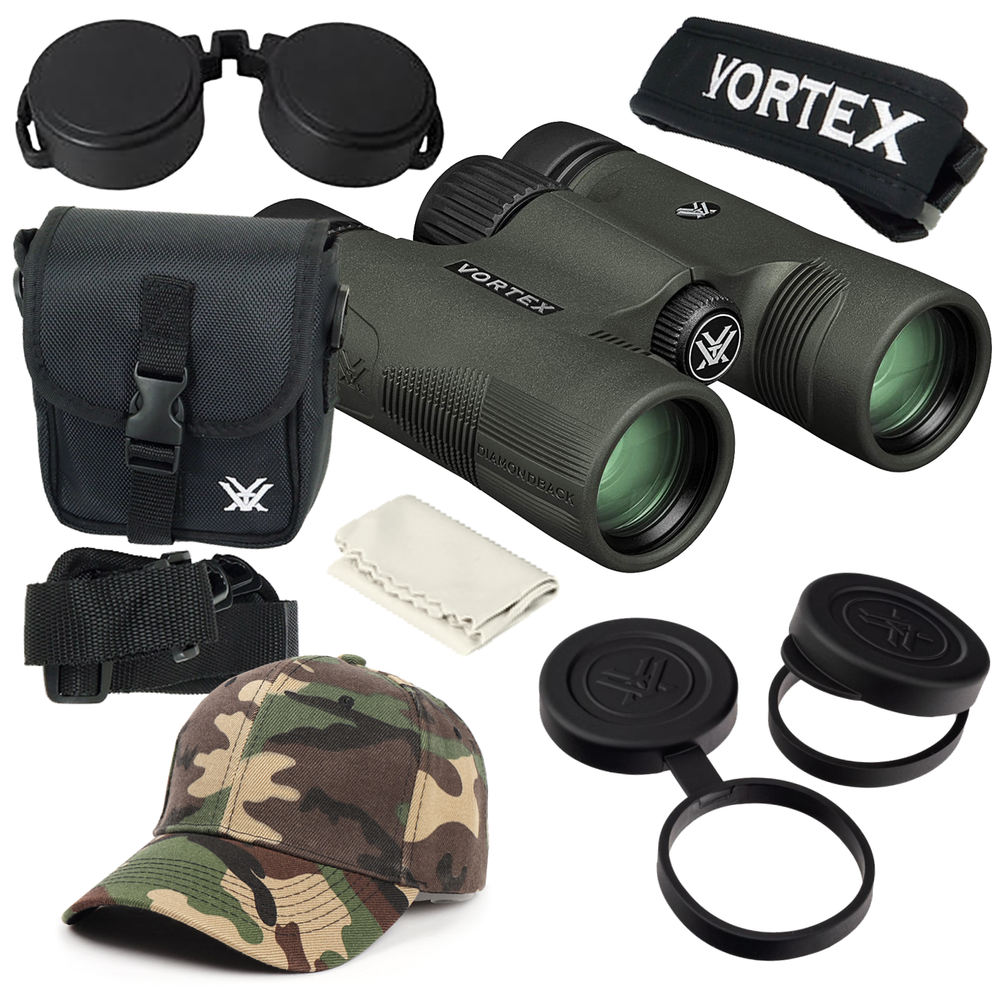 Vortex Optics Diamondback HD 8x28 Binocular with Free Camo Forest Hat Bundle