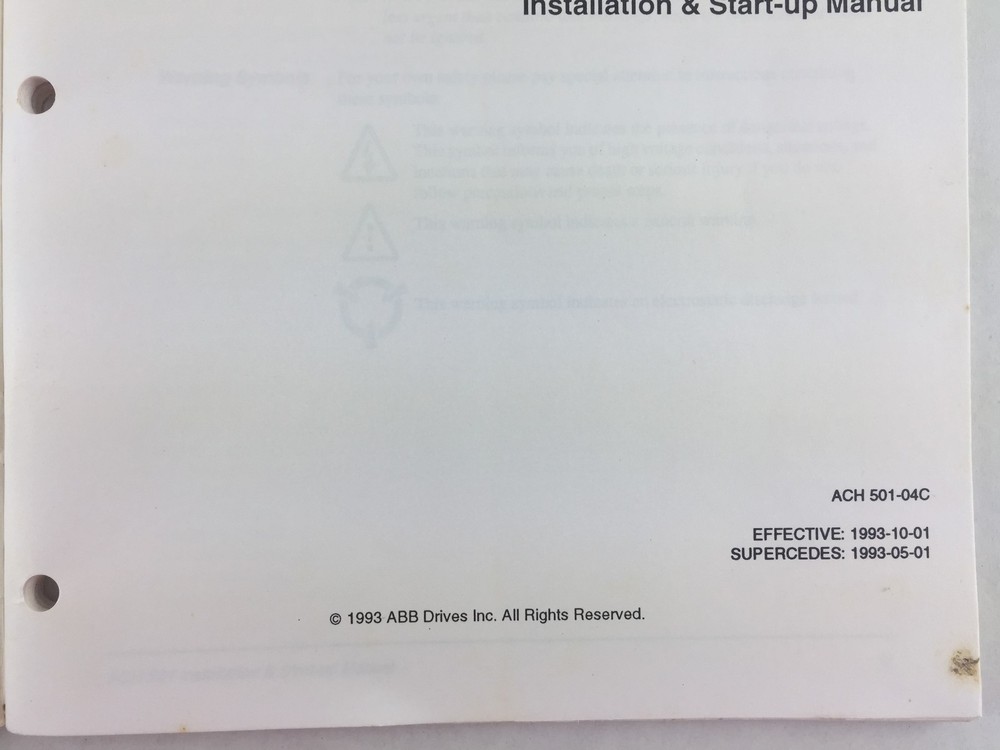ABB Installation & Start-up Manual ~ ACH 501 Adjustable Frequency AC Drives