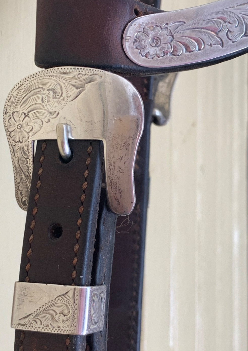 VOGT Sterling Silver Horse Show SLIDING ONE EAR HEADSTALL Leather Western Bridle