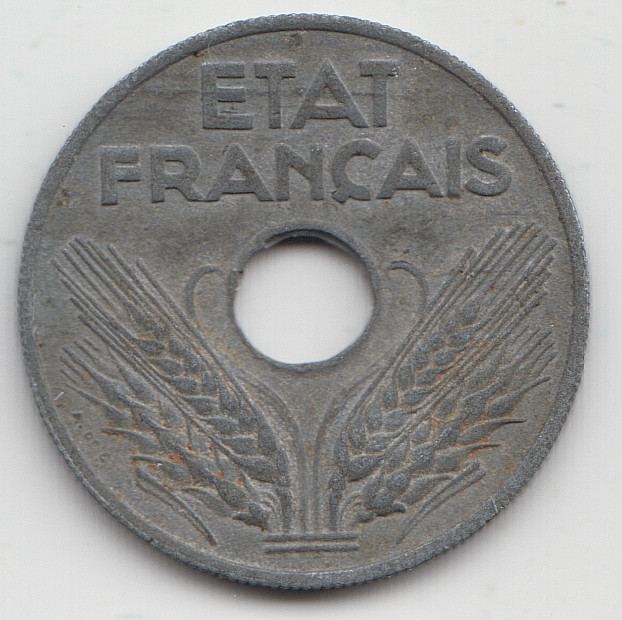 France 20 Centimes 1943 as shown