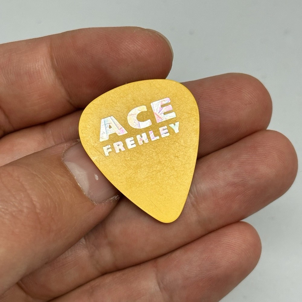 KISS Guitar Pick ACE FREHLEY Solo Just For Fun Concert Tour Yellow Silver Prism