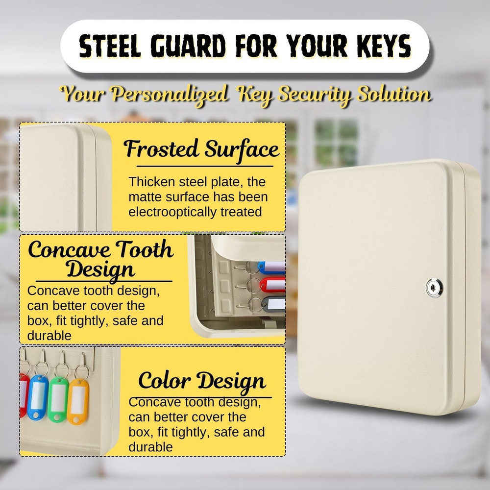Flexzion Key Box Wall Mount with Code, Key Cabinet with 60 Key Holder Organizer
