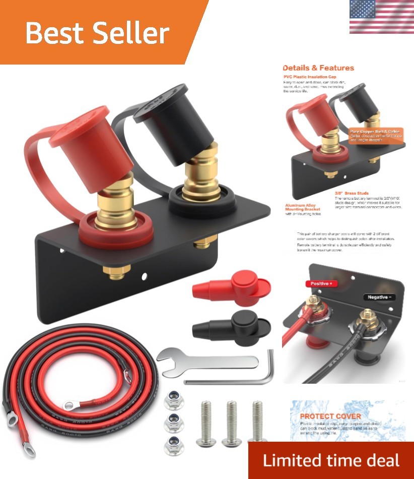 Versatile Battery Relocation Kit: 250A Remote Jump Post with Durable Cables