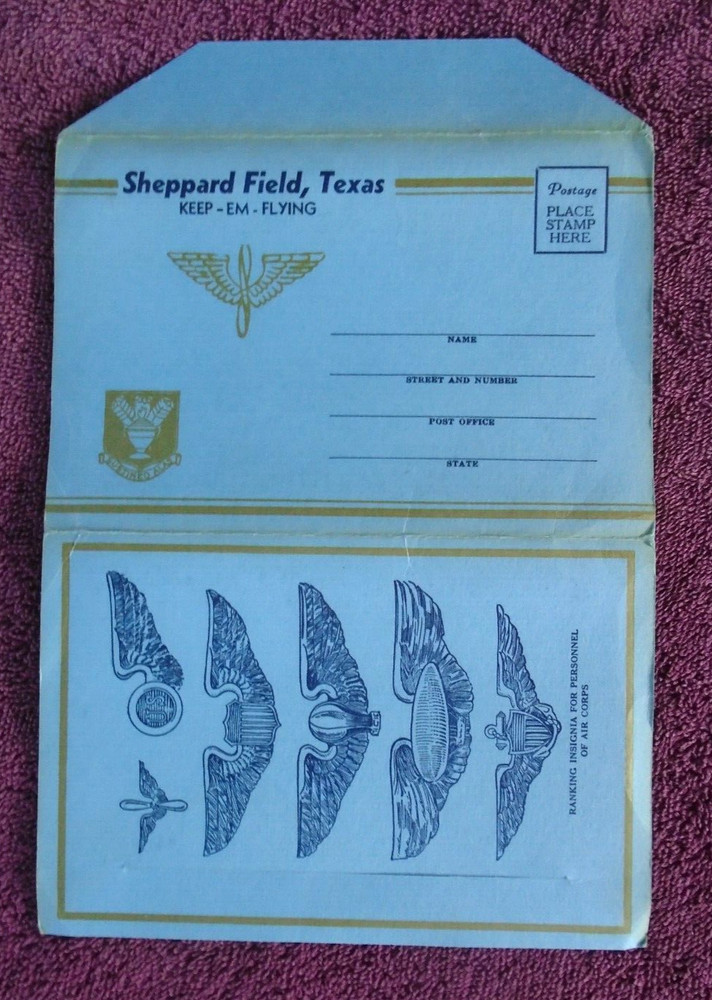 Sheppard Field, Texas, Keep-em-Flying post card folder