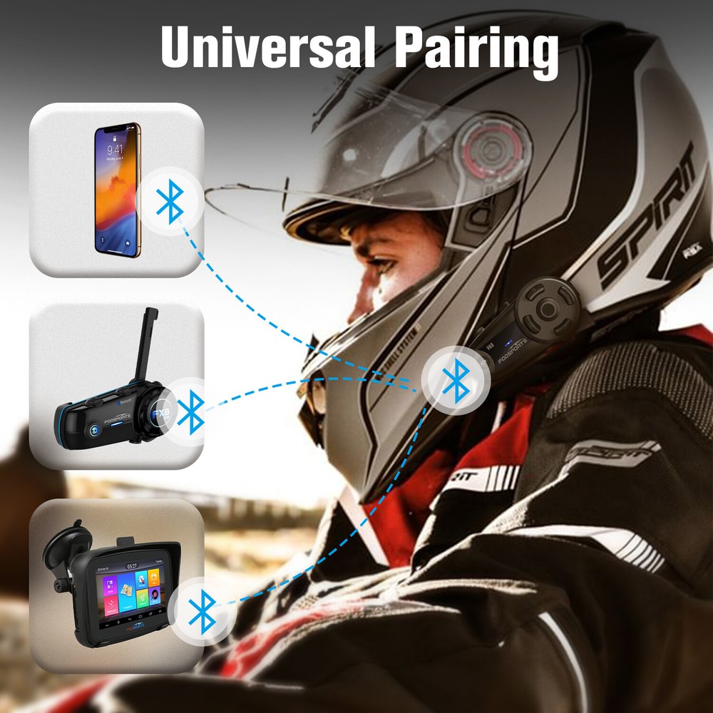 2X V6S Bluetooth Intercom Motorcycle Helmet Headset Interphone 1KM 2 Way Type-C