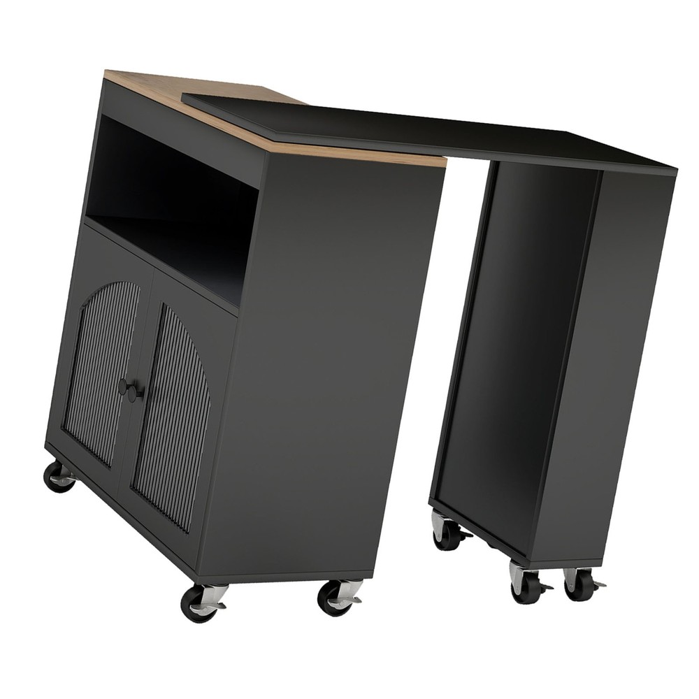 Rolling Kitchen Island Table With LED Light Power Outlets For Kitchen RAEA