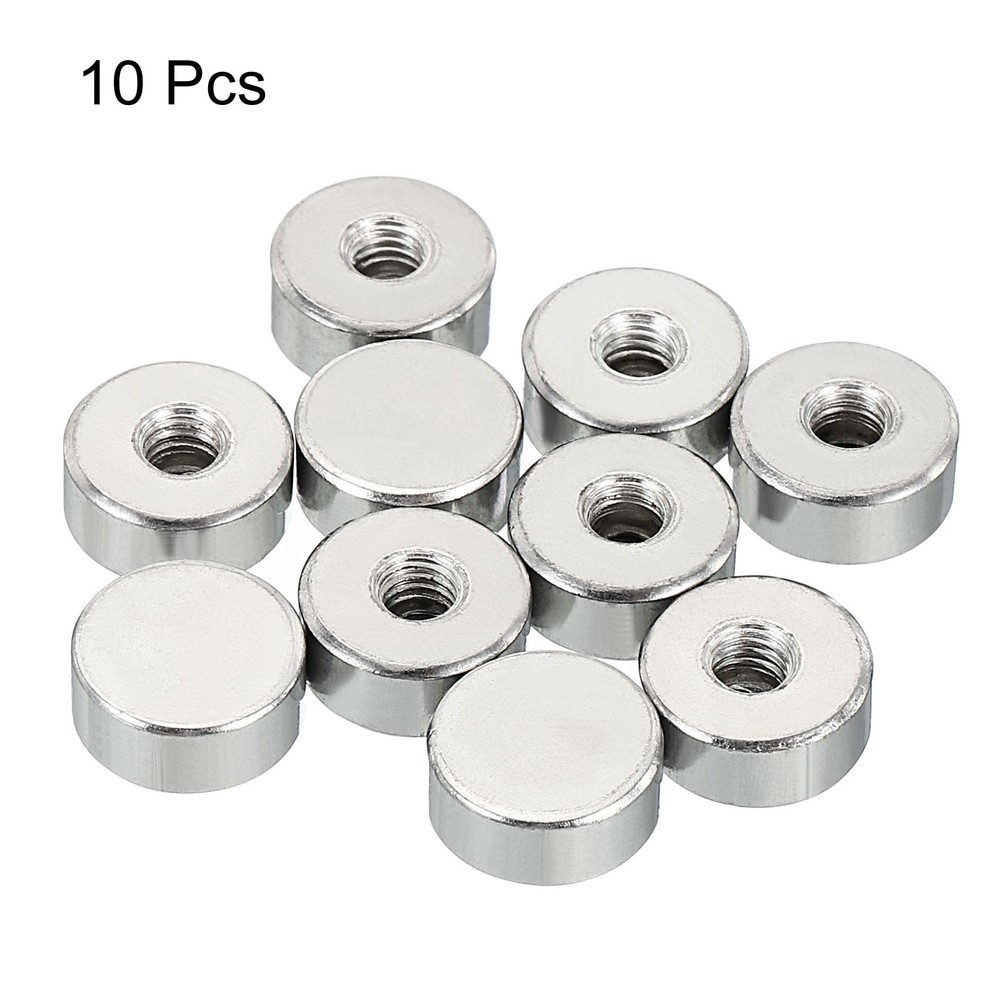 M4 Nut Hood, 10pcs Female Thread Silver Tone Flat