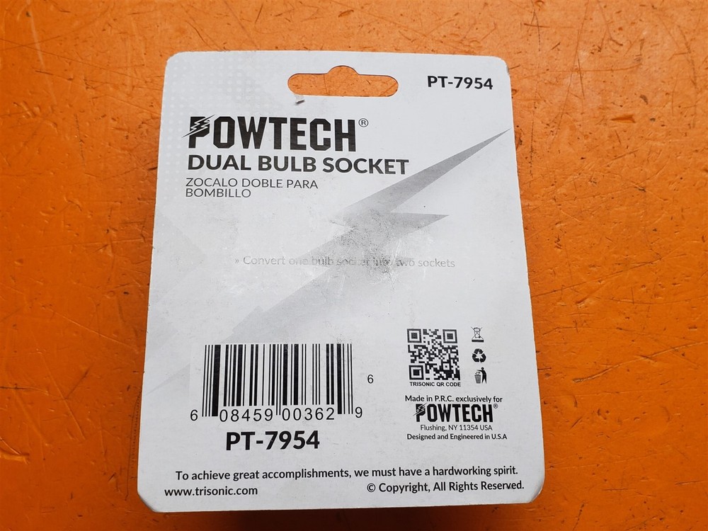 ⭐️⭐️⭐️⭐️⭐️ Genuine Powtech PT-7954 Dual Bulb Socket Adapter Converter Splitter