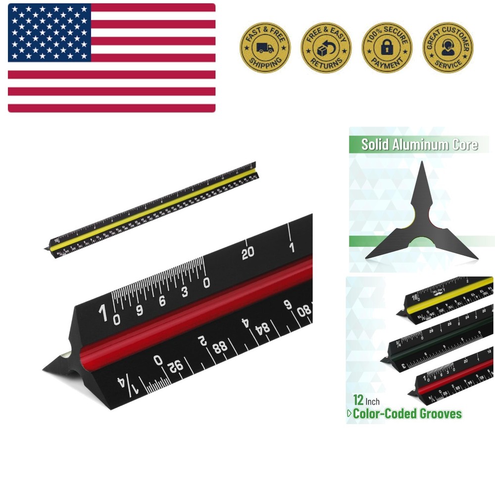 Architectural Scale, 12 inch, Black, Scale Ruler Contractor, Architect Scal, ...