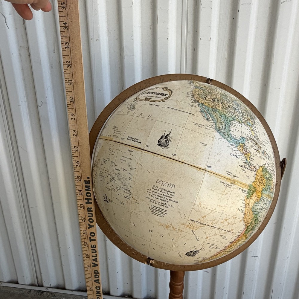 Vintage Globemaster Replogle 12” Globe W/ Stand Floor Globe