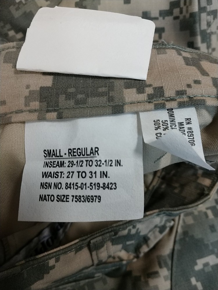 NWT ACU UNIVERSAL ARMY TROUSERS PANTS SMALL REGULAR