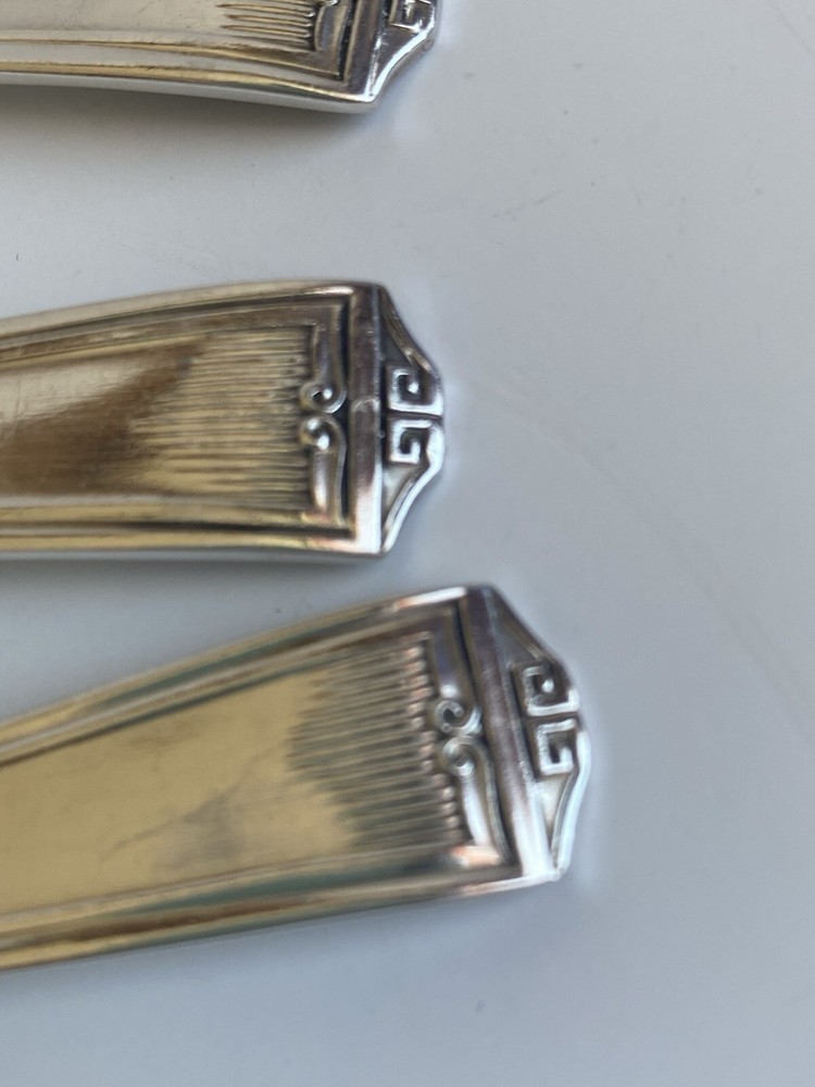 Antique Holmes & Edwards Art Deco Century Silverplate Set of 6 Soup Spoons 7”L