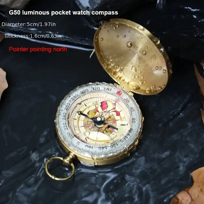 Waterproof Luminous Compass Camping Hiking Brass Compass Portable Compass