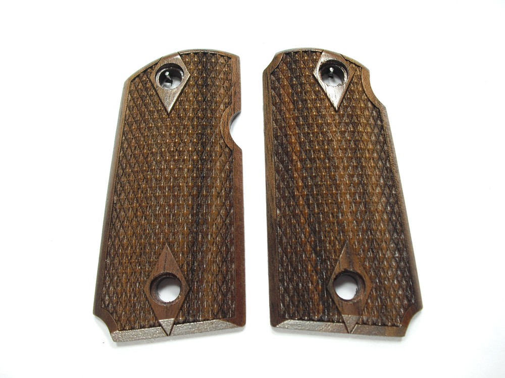 Walnut Double Diamond Kimber Micro 9 Grips Checkered Engraved Textured