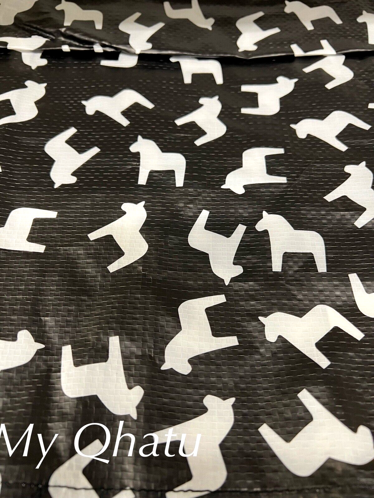 Ikea Hasthage Shopping Bag, Dala Horse Black White 15x6x16 ½ ", NEW