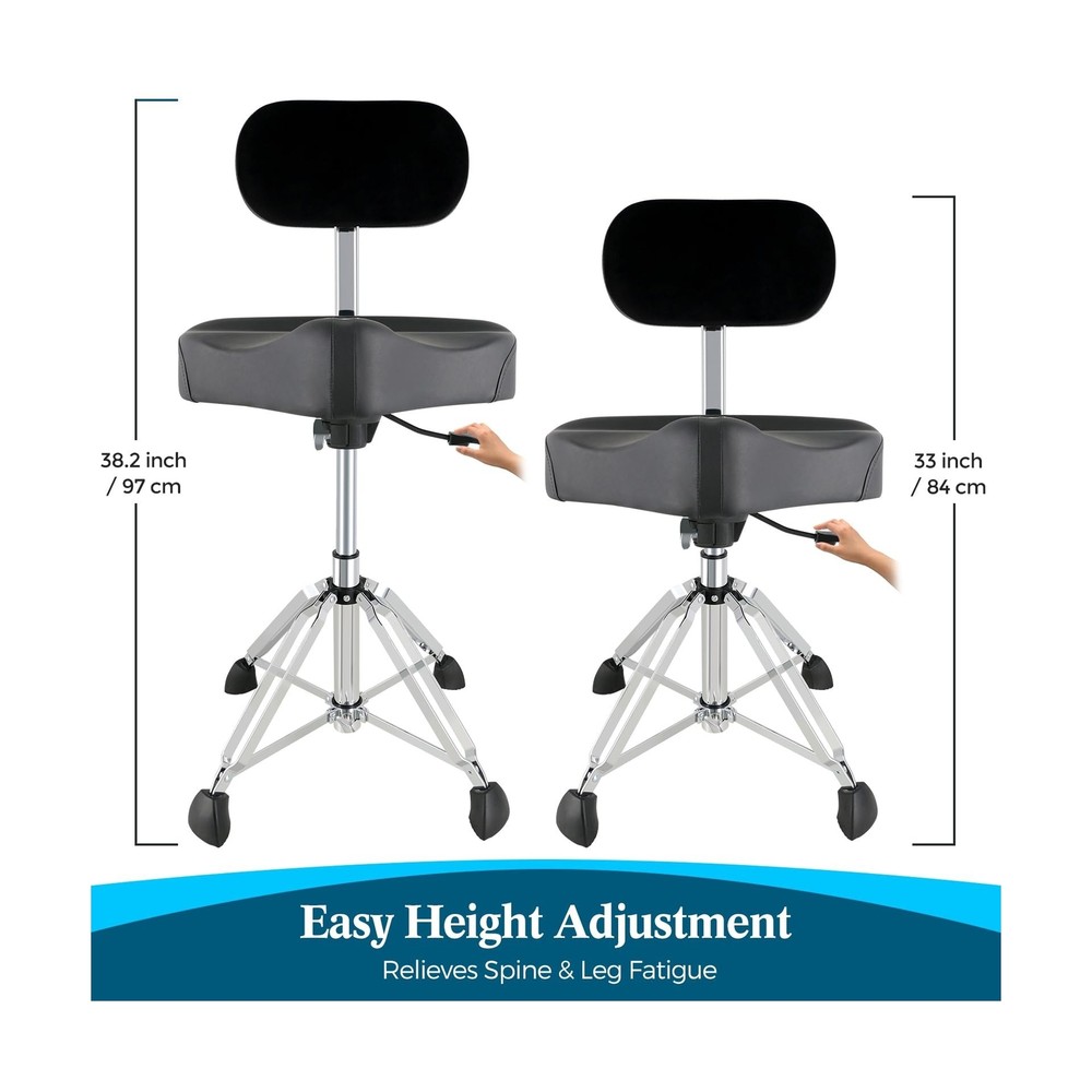 ROWELL Drum Throne with Backrest Hydraulic Drum Stool Height Adjustable Airli...