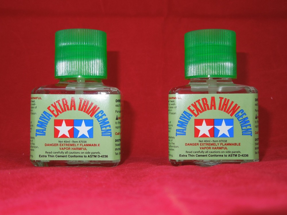 (2) TAMIYA 87038 EXTRA THIN CEMENT PLASTIC MODEL GLUE 40 ml MODELING 2 PACK
