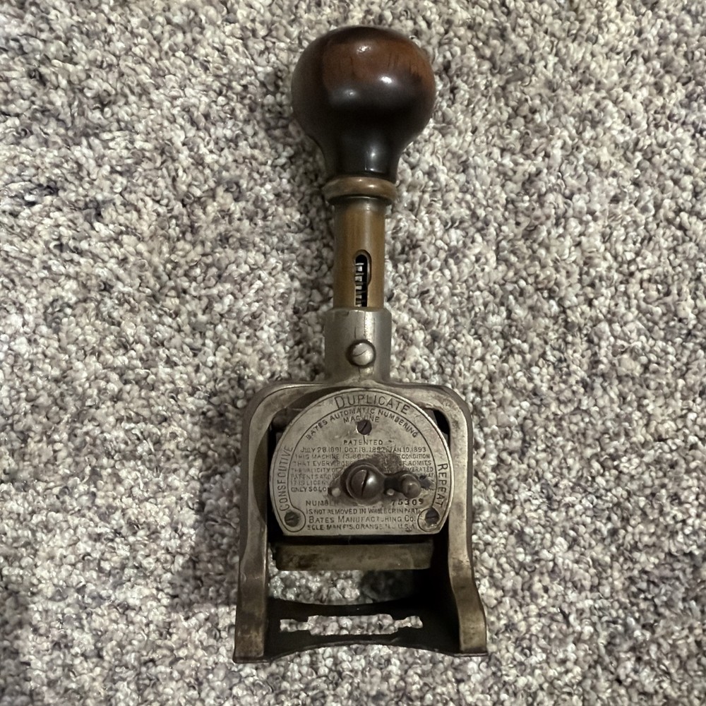 Vintage Bates Hand Number Machine
