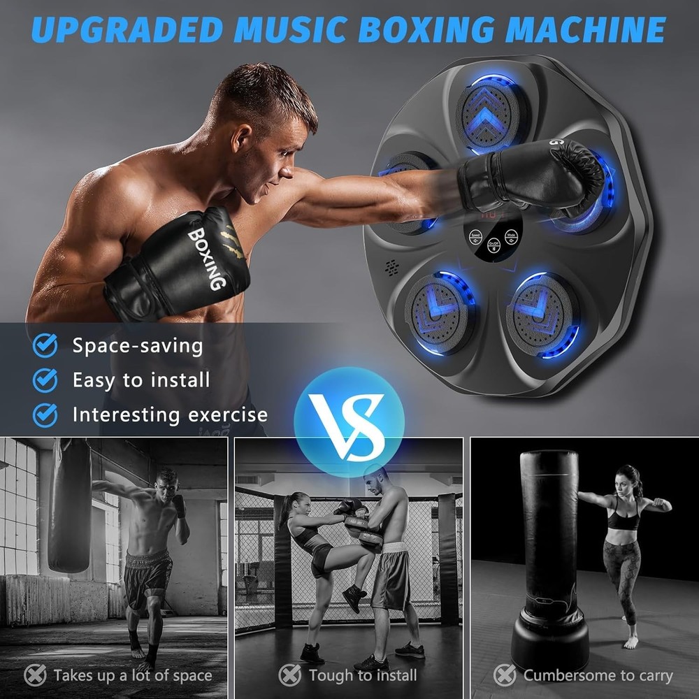 Interactive Music Boxing Machine with Gloves – Wall-Mounted, 9 Modes & Bluetooth