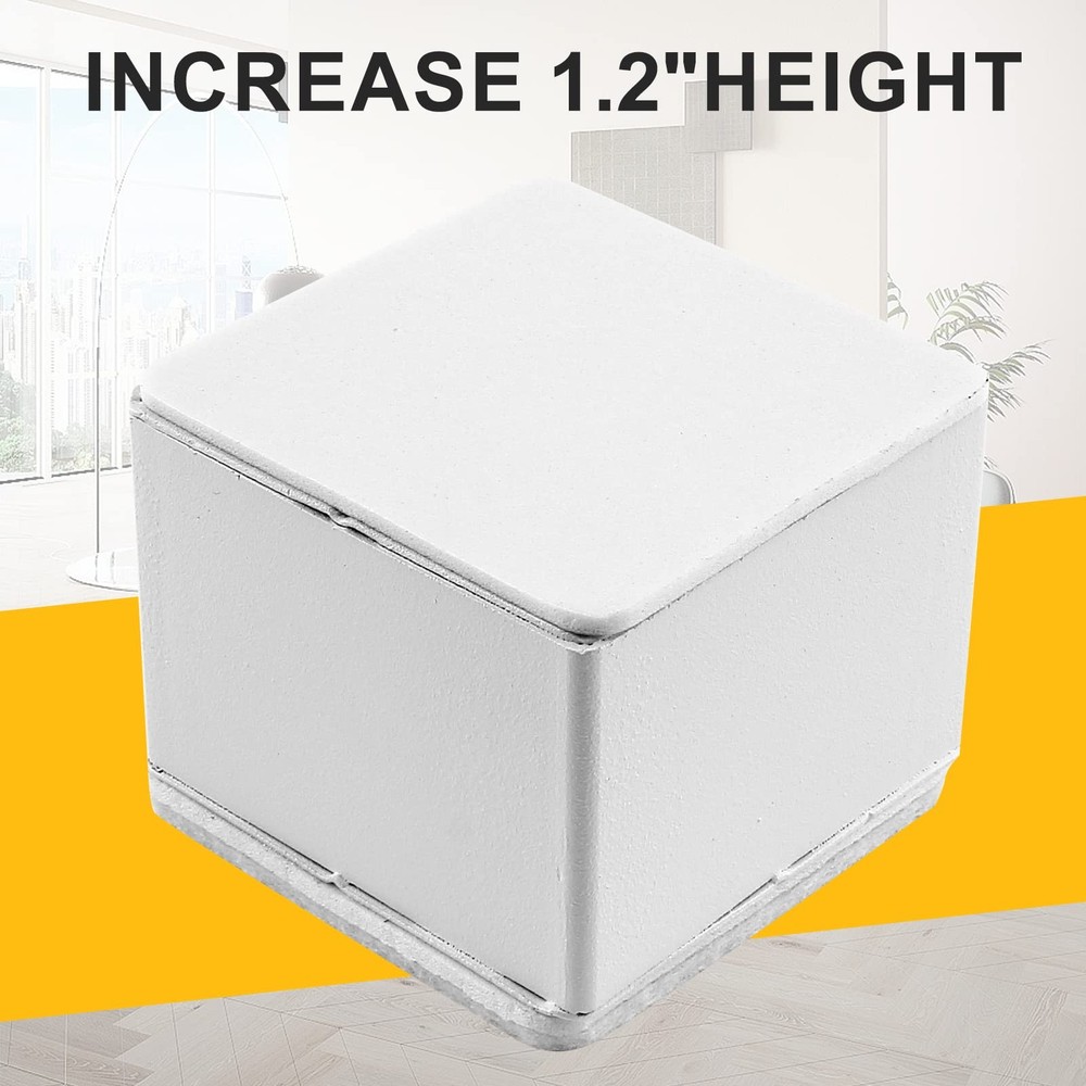 4-Pack 2" Self-Adhesive Square Bed Risers Carbon Steel Solid Furniture