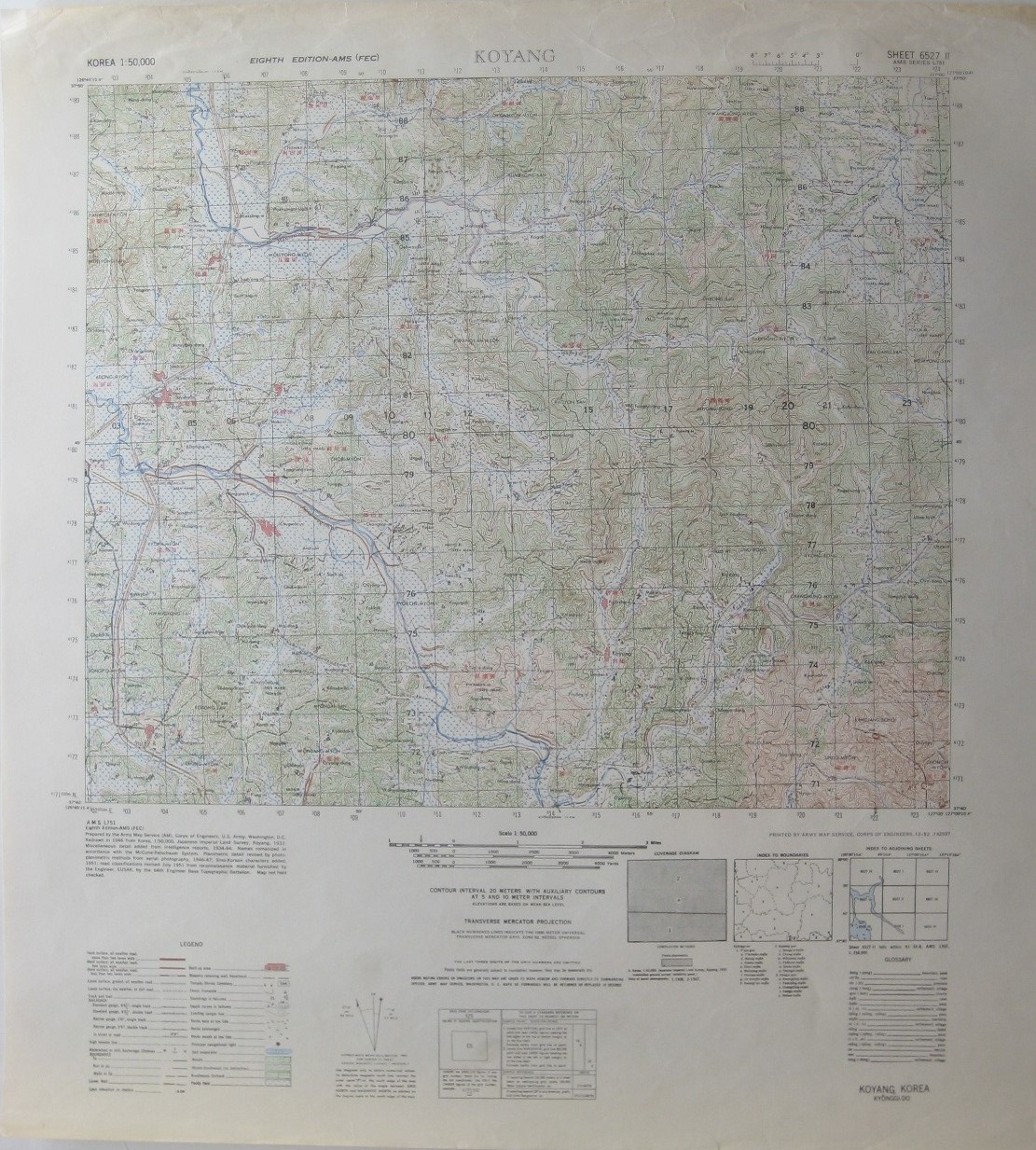 Original 1952 Korean War Topo GOYANG-SI Gyeonggi Province US Army Map Service
