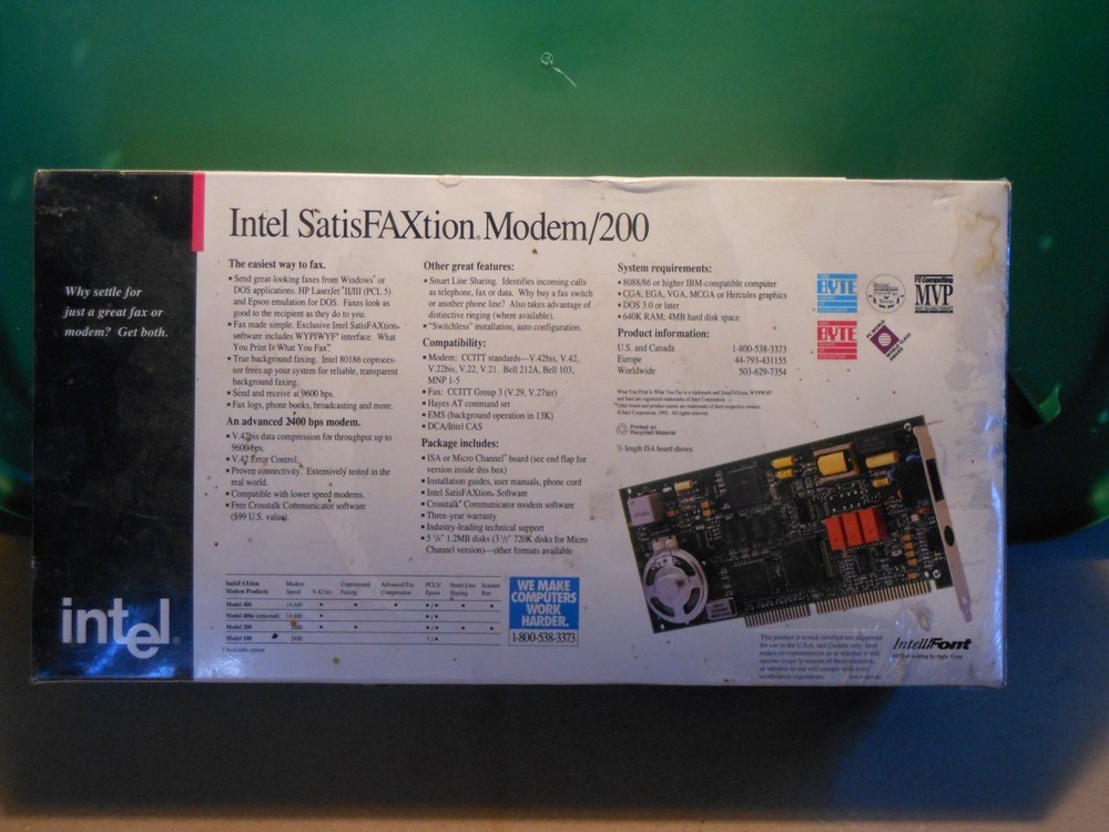 "NEW" Intel SatisFAXtion Modem/200 internal micro channel modem